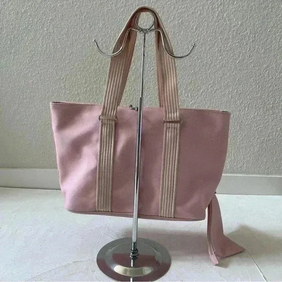 Lacoste PVC Tote Bag Baby Pink Canvas Handles Y2K Shoulder Bag Matching Wallet - Picture 4 of 16